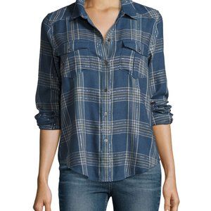 Paige Mya Metallic Plaid Shirt
